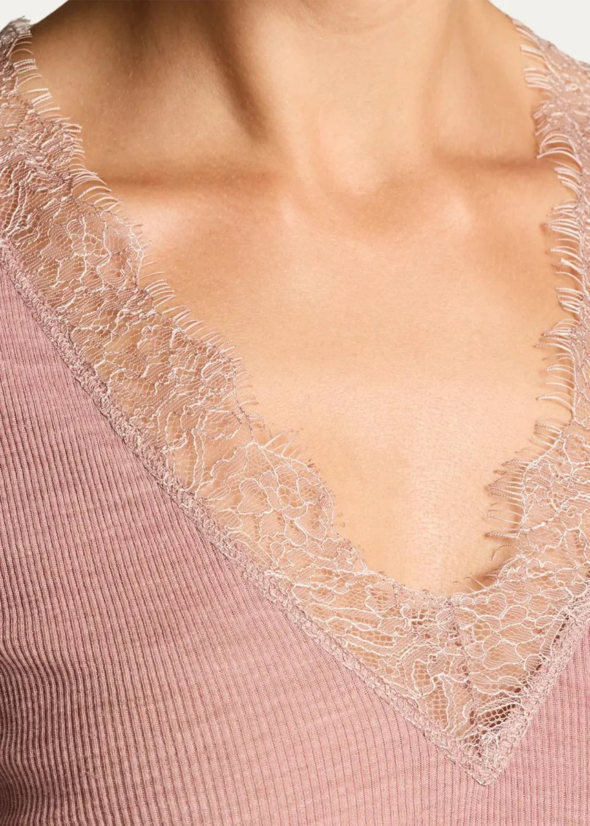Vince Lace-Trimmed Long-Sleeve Top | Thumbnail 5 Vince Lace-Trimmed Long-Sleeve Top | Thumbnail 5