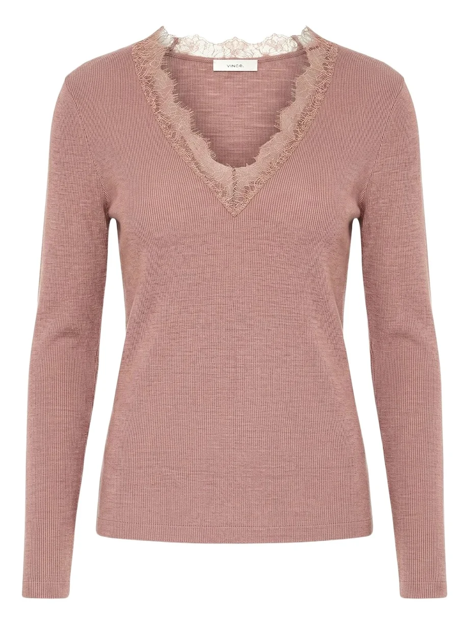 Lace-Trimmed Long-Sleeve Top