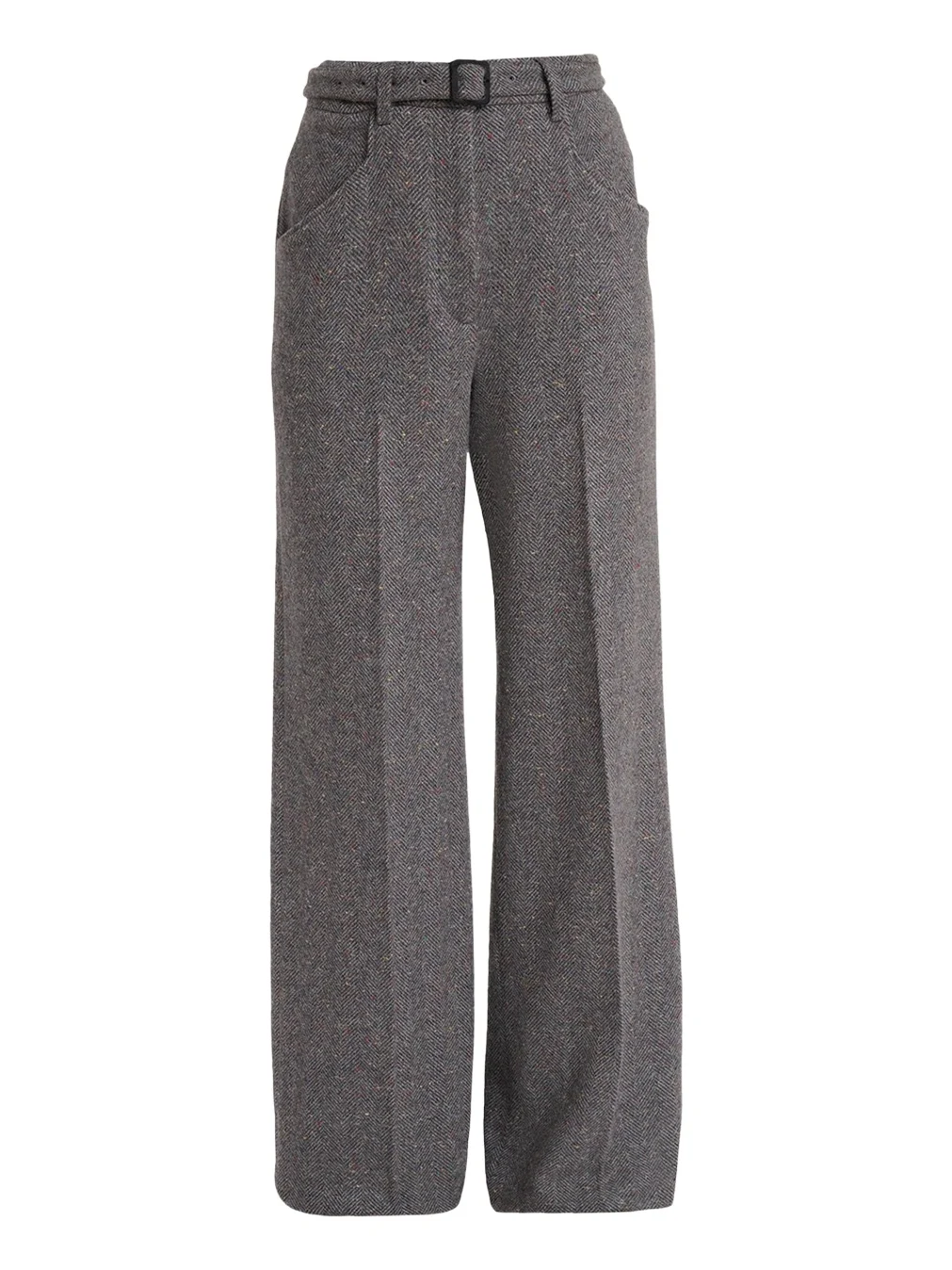 Gabriela Hearst Norman Herringbone Belted Straight-Leg Pants