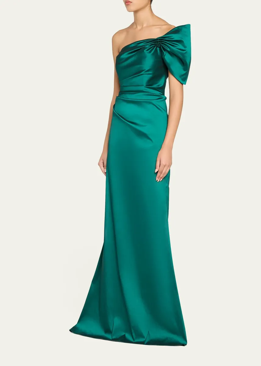 Rickie Freeman for Teri Jon One Shoulder Ruched Taffeta Gown | Thumbnail 4 Rickie Freeman for Teri Jon One Shoulder Ruched Taffeta Gown | Thumbnail 4