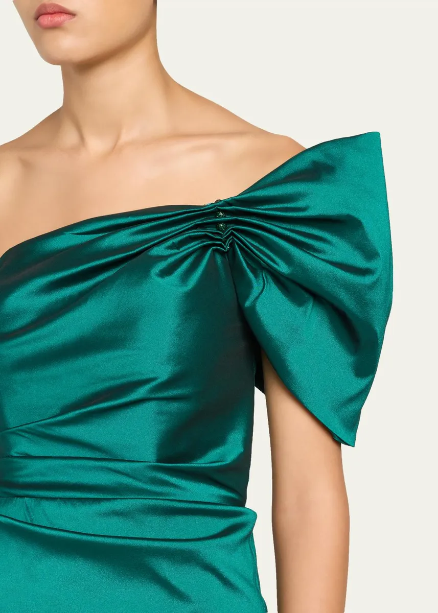 Rickie Freeman for Teri Jon One Shoulder Ruched Taffeta Gown | Thumbnail 5 Rickie Freeman for Teri Jon One Shoulder Ruched Taffeta Gown | Thumbnail 5