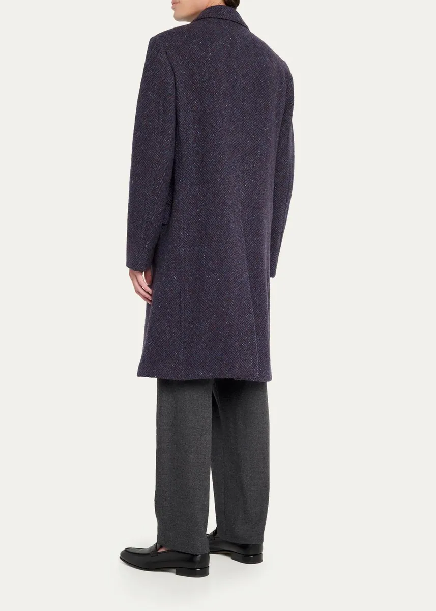 Massimo Alba Men's Oltremare Wool Double-Breasted Overcoat | Thumbnail 3 Massimo Alba Men's Oltremare Wool Double-Breasted Overcoat | Thumbnail 3