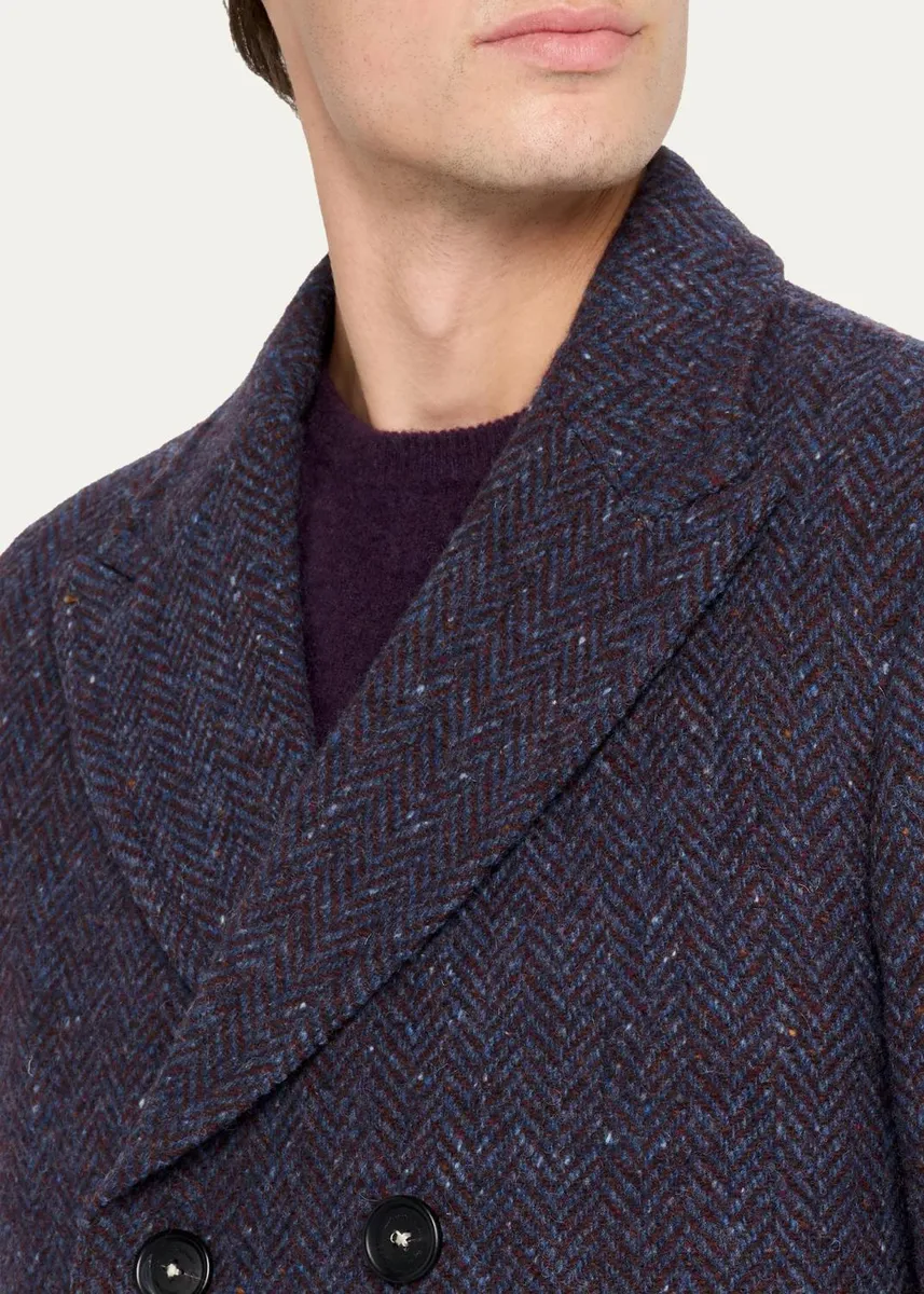 Massimo Alba Men's Oltremare Wool Double-Breasted Overcoat | Thumbnail 5 Massimo Alba Men's Oltremare Wool Double-Breasted Overcoat | Thumbnail 5
