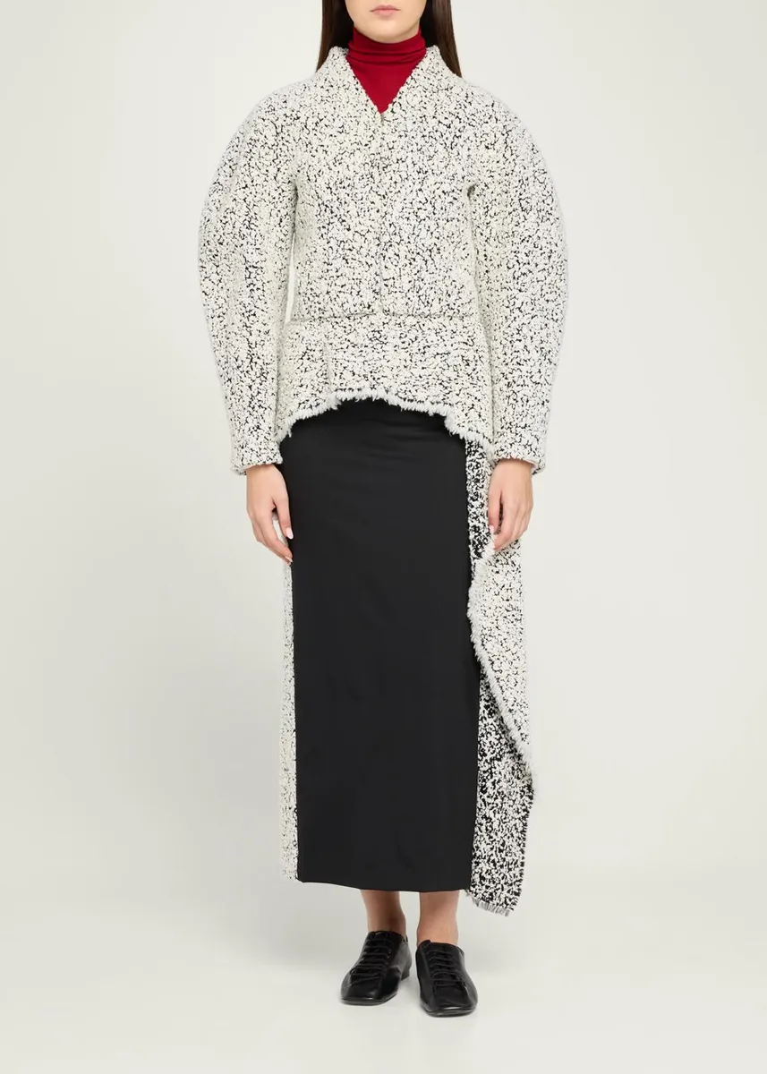 Ashlyn Snowy Boucle High-Low Coat | Thumbnail 2