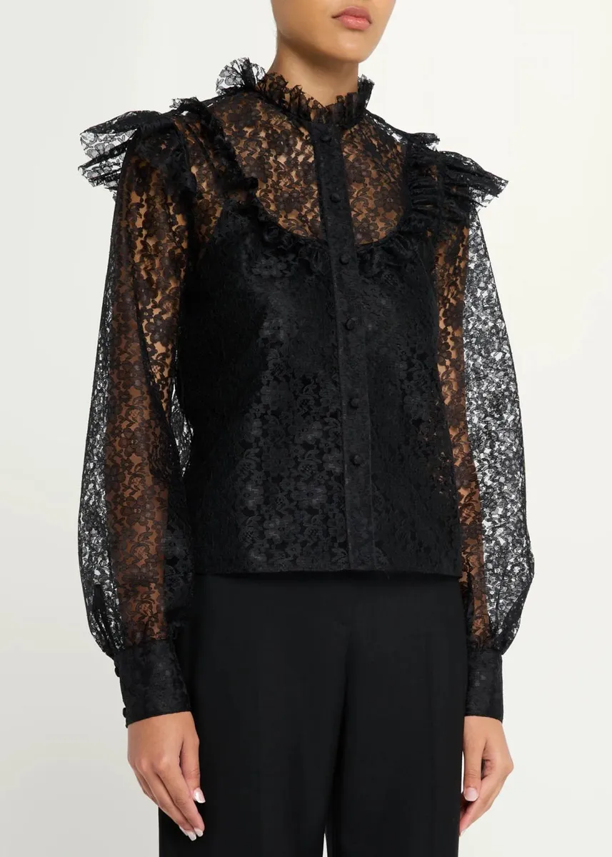 PRABAL GURUNG Floral Lace Sheer Top | Thumbnail 4 PRABAL GURUNG Floral Lace Sheer Top | Thumbnail 4