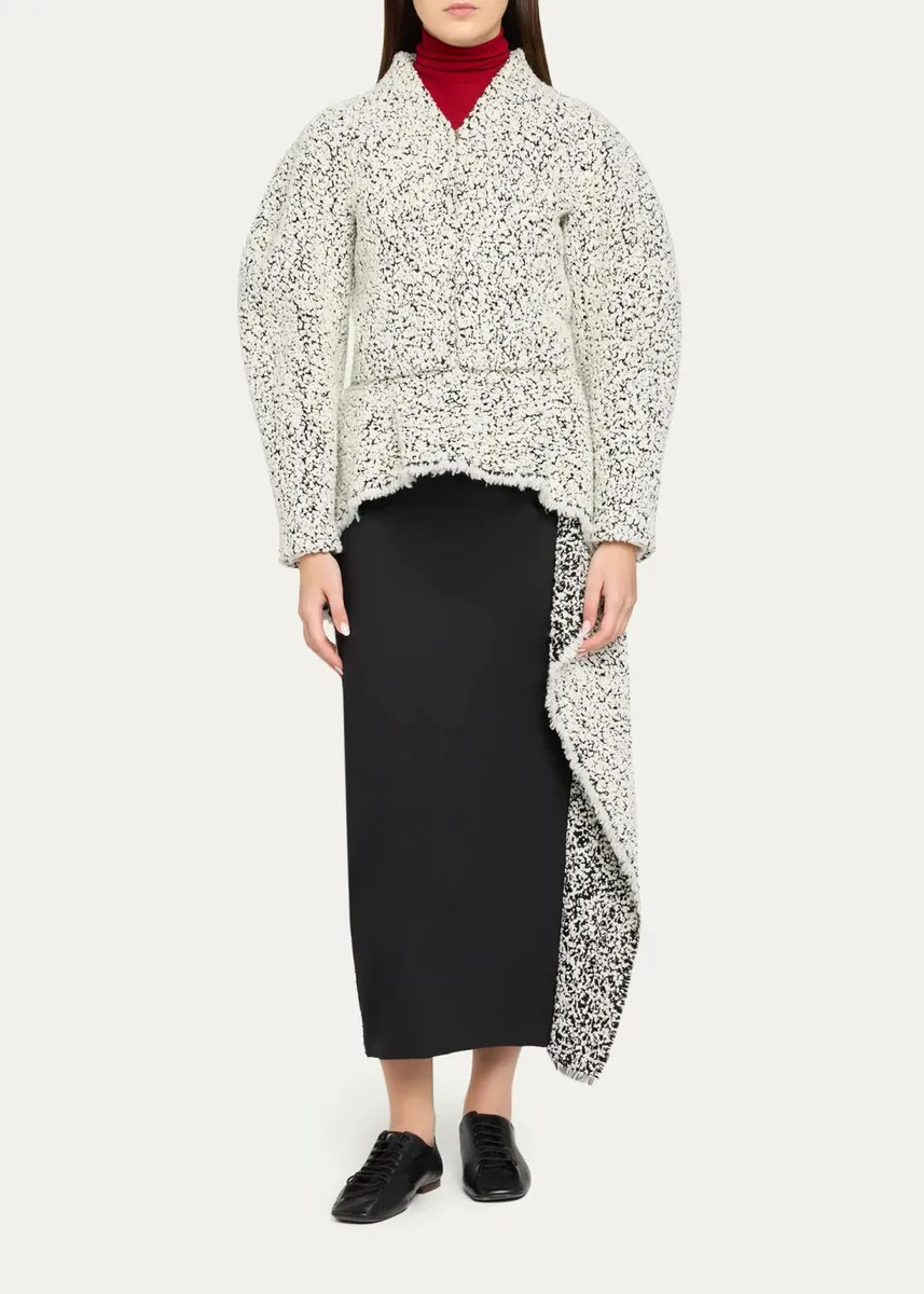 Ashlyn Snowy Boucle Asymmetric Peplum Midi Skirt | Thumbnail 2 Ashlyn Snowy Boucle Asymmetric Peplum Midi Skirt | Thumbnail 2
