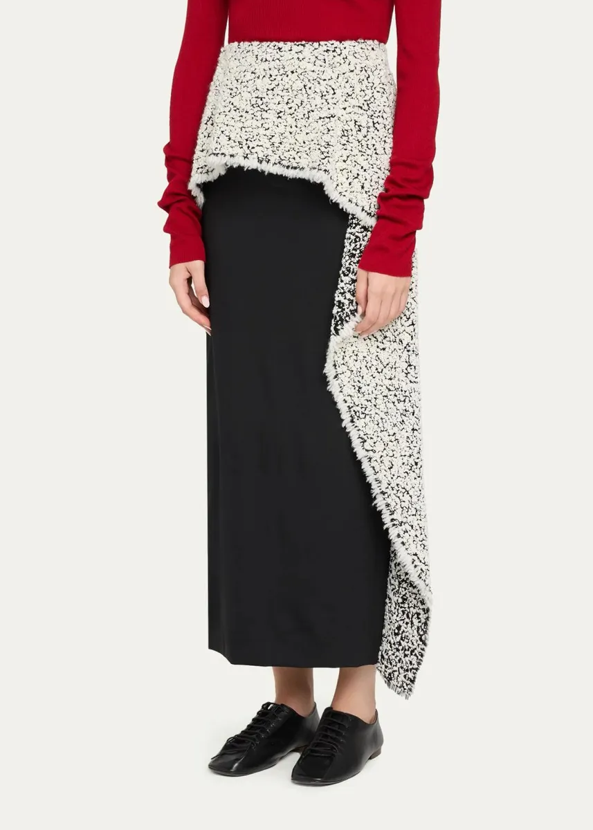 Ashlyn Snowy Boucle Asymmetric Peplum Midi Skirt | Thumbnail 4 Ashlyn Snowy Boucle Asymmetric Peplum Midi Skirt | Thumbnail 4
