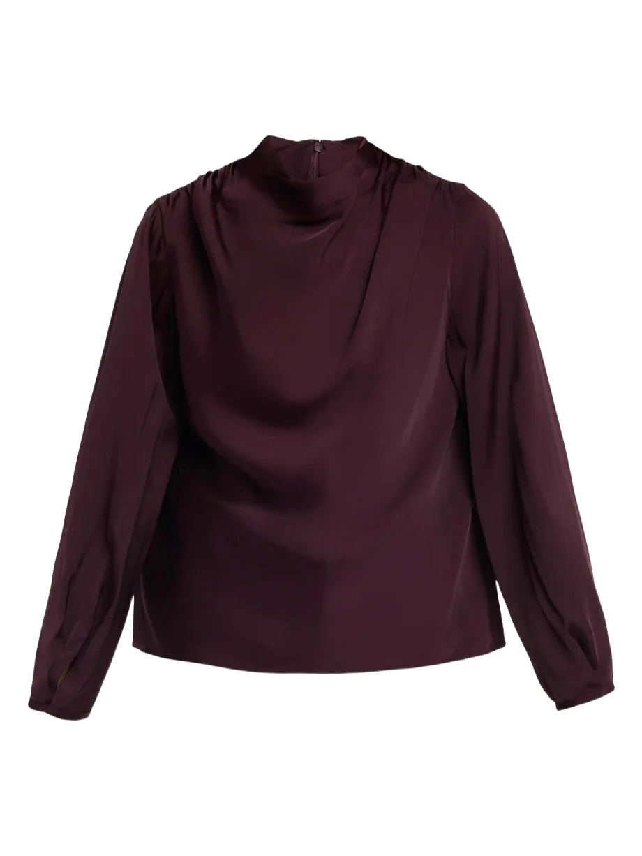 Draped Cowl-Neck Blouse