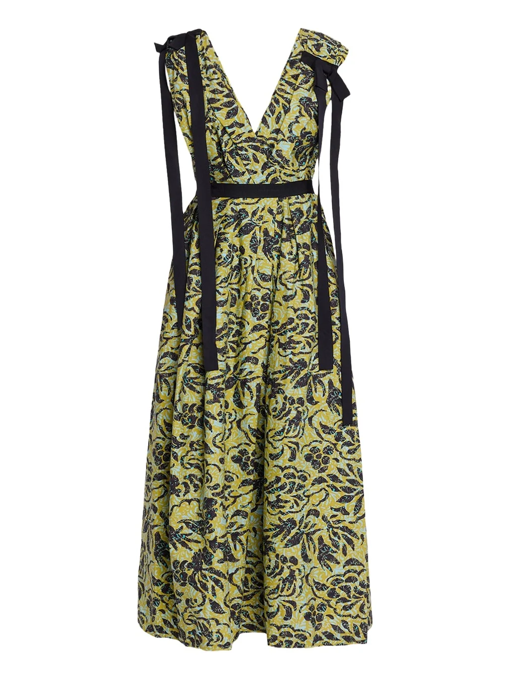 Karina Sleeveless Floral Cotton Bow Midi Dress Karina Sleeveless Floral Cotton Bow Midi Dress