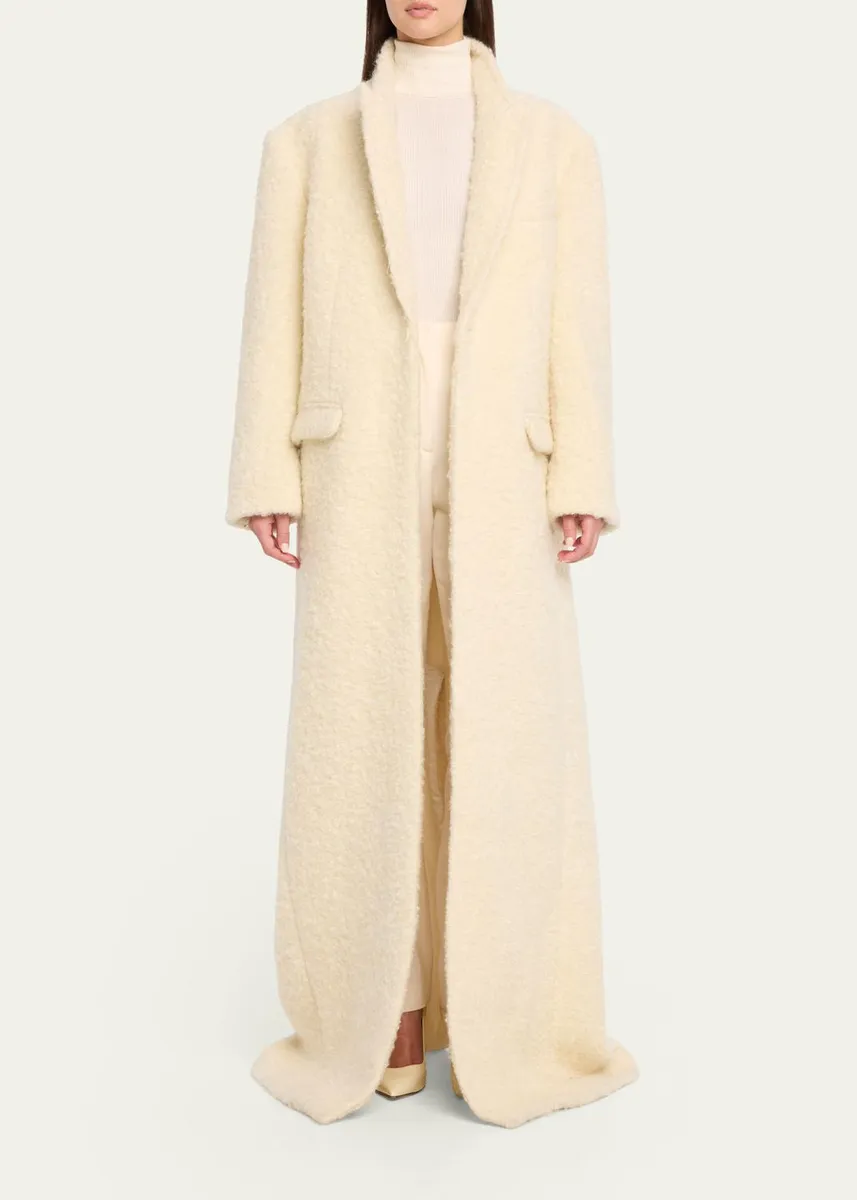 Sergio Hudson Single-Breasted Teddy Boucle Long Coat | Thumbnail 2