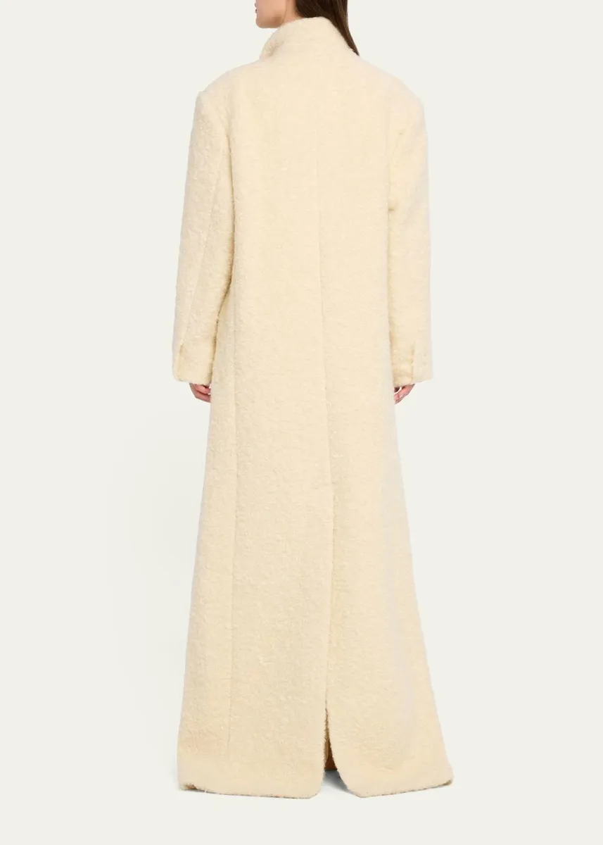 Sergio Hudson Single-Breasted Teddy Boucle Long Coat | Thumbnail 3