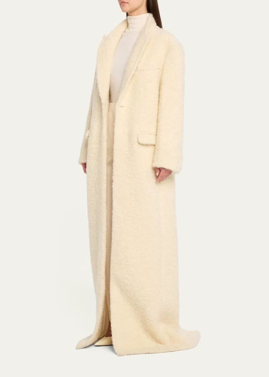 Sergio Hudson Single-Breasted Teddy Boucle Long Coat | Thumbnail 4
