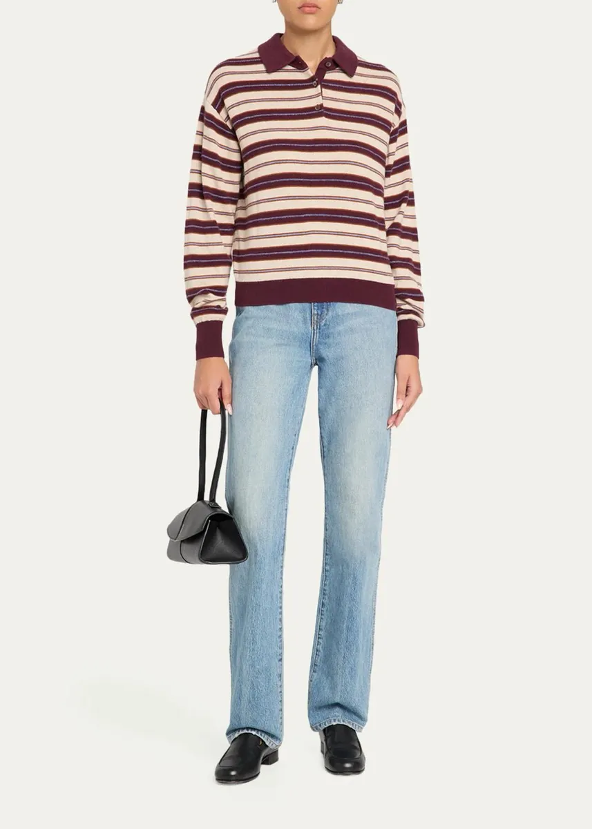 Guest In Residence Collegiate Striped Cashmere Polo Sweater | Thumbnail 2 Guest In Residence Collegiate Striped Cashmere Polo Sweater | Thumbnail 2