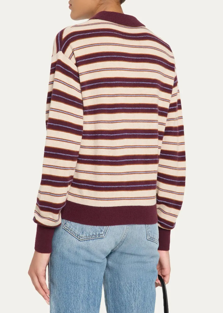 Guest In Residence Collegiate Striped Cashmere Polo Sweater | Thumbnail 3 Guest In Residence Collegiate Striped Cashmere Polo Sweater | Thumbnail 3