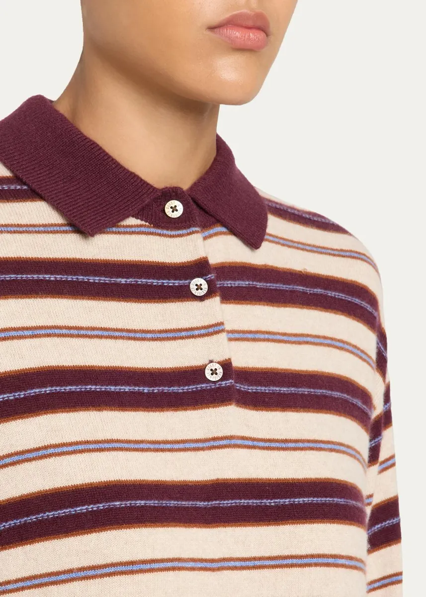 Guest In Residence Collegiate Striped Cashmere Polo Sweater | Thumbnail 5 Guest In Residence Collegiate Striped Cashmere Polo Sweater | Thumbnail 5