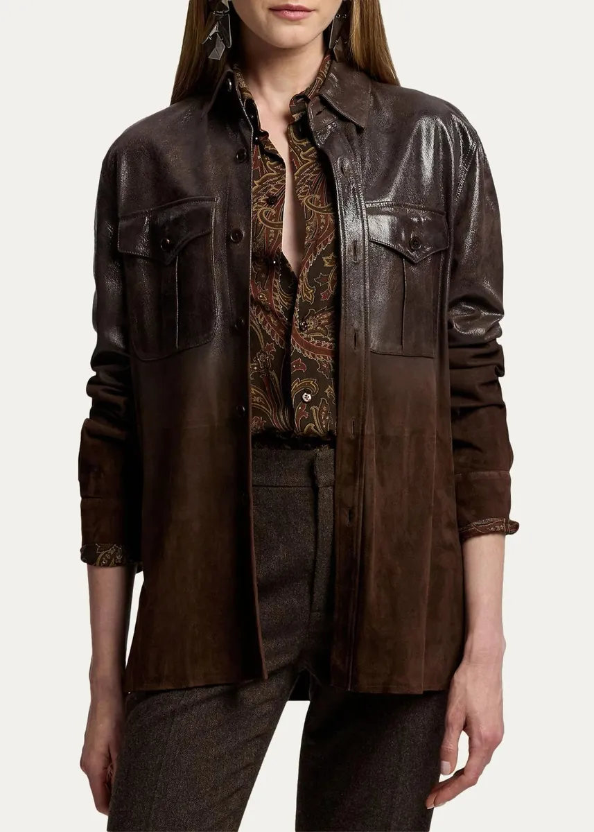 Ralph Lauren Collection Landry Lamb-Suede Shirt | Thumbnail 4