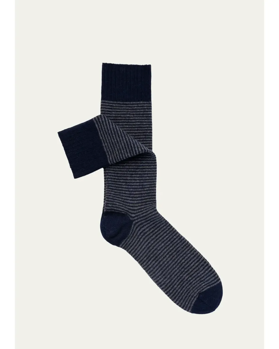 Sozzi Calze Men's Cashmere Blend Micro-Stripe Crew Socks | Thumbnail 3 Sozzi Calze Men's Cashmere Blend Micro-Stripe Crew Socks | Thumbnail 3