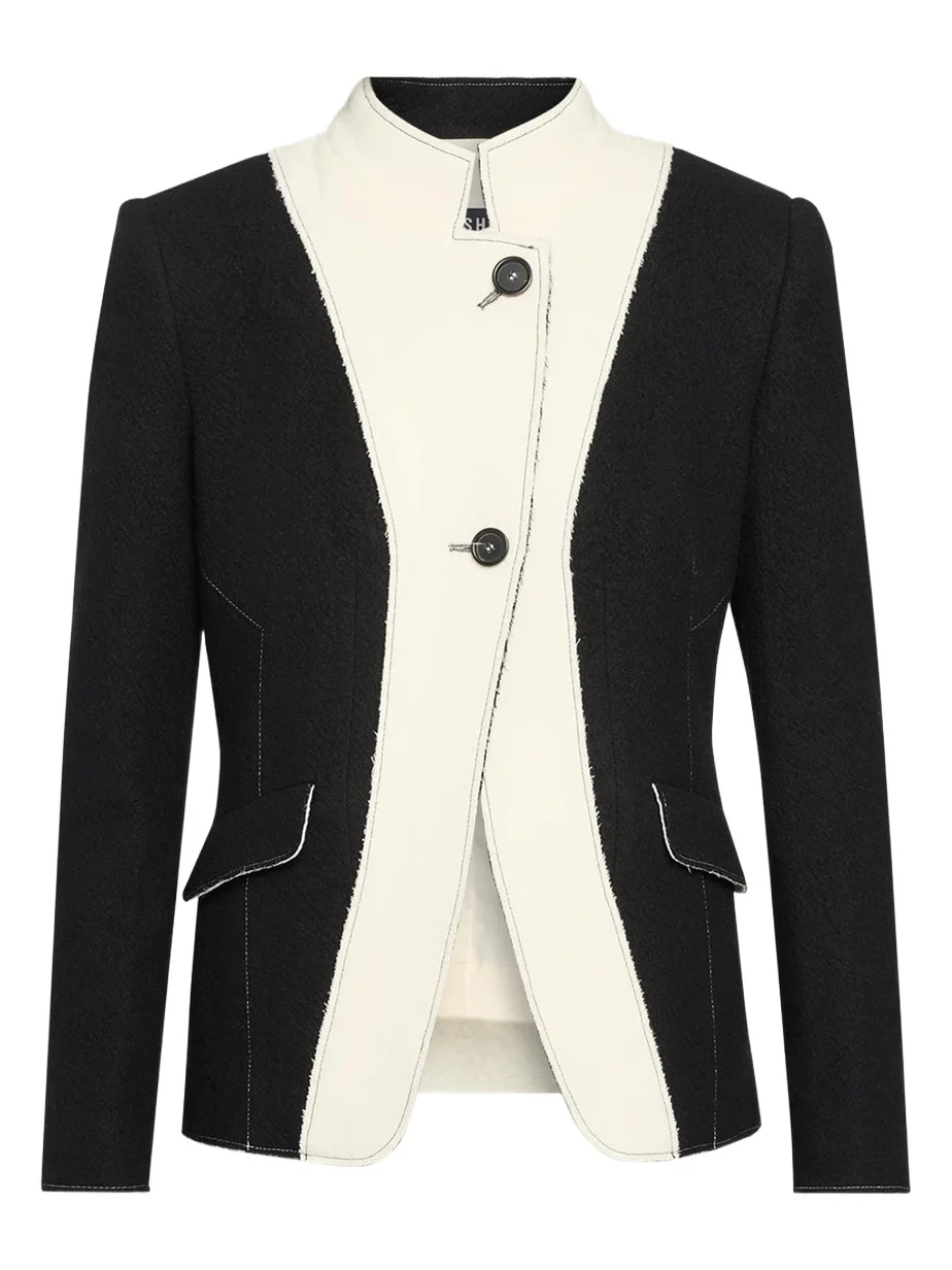Ashlyn Colorblock Boiled Wool Single-Breasted Jacket