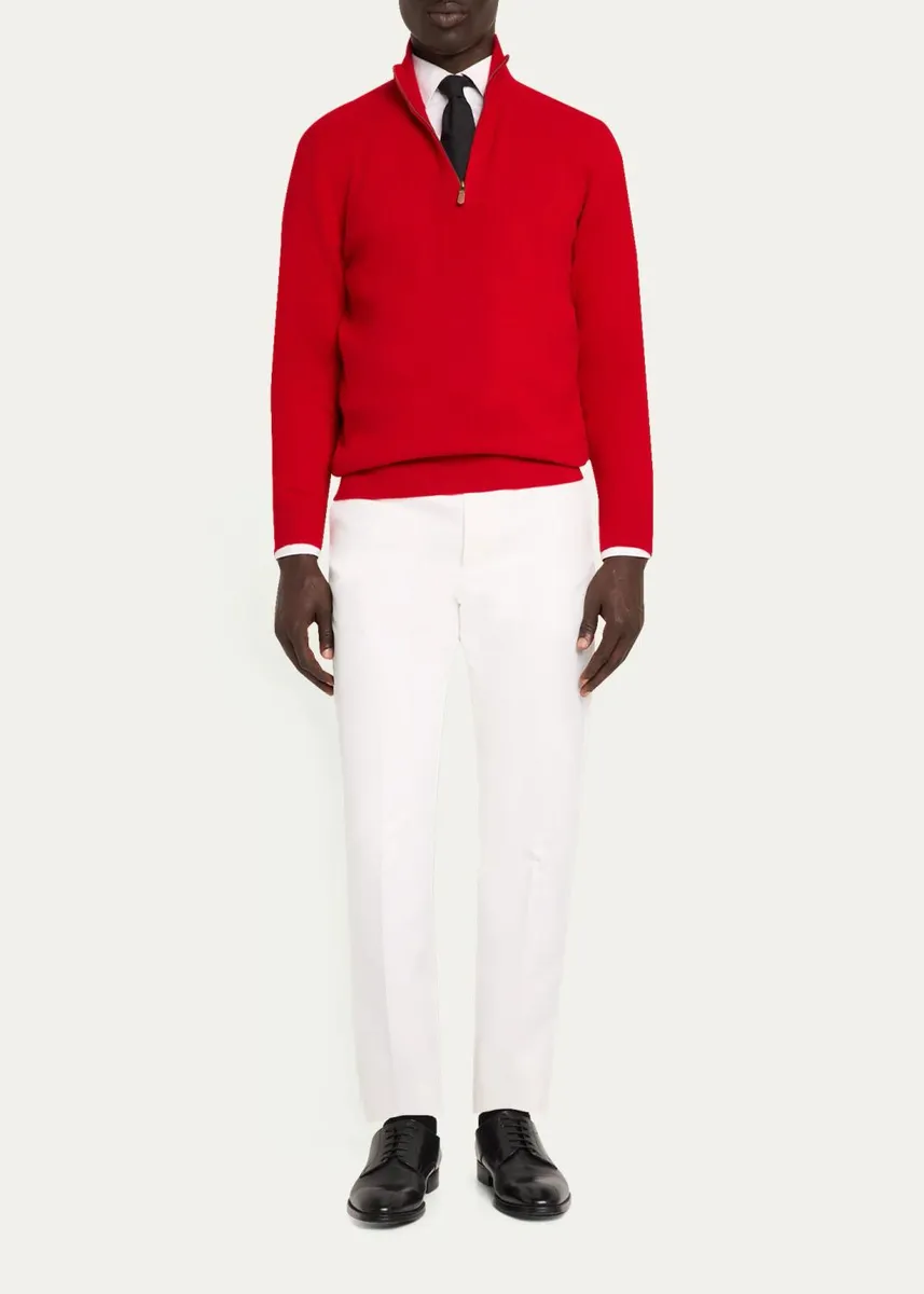 Cesare Attolini Men's Cashmere Half-Zip Sweater | Thumbnail 2 Cesare Attolini Men's Cashmere Half-Zip Sweater | Thumbnail 2