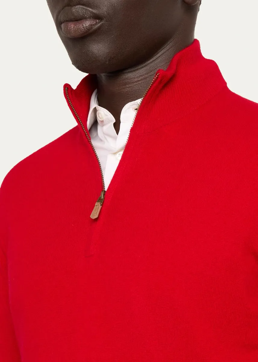 Cesare Attolini Men's Cashmere Half-Zip Sweater | Thumbnail 5 Cesare Attolini Men's Cashmere Half-Zip Sweater | Thumbnail 5