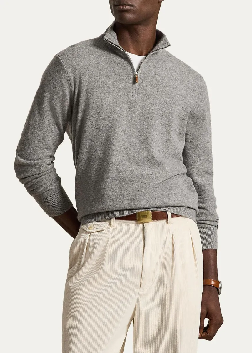 Cesare Attolini Men's Cashmere Half-Zip Sweater | Thumbnail 9 Cesare Attolini Men's Cashmere Half-Zip Sweater | Thumbnail 9