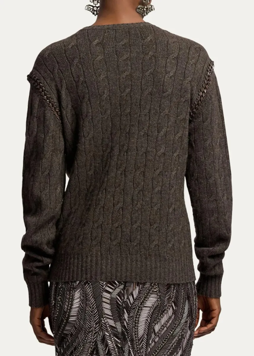 Ralph Lauren Collection Chain-Trim Cable Cashmere Sweater | Thumbnail 3 Ralph Lauren Collection Chain-Trim Cable Cashmere Sweater | Thumbnail 3