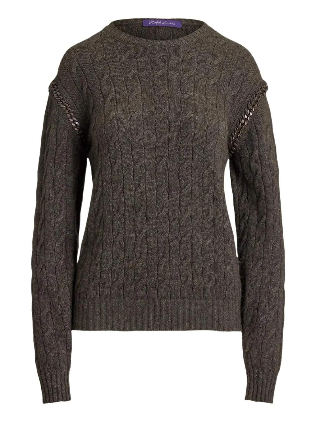 Ralph Lauren Collection Chain-Trim Cable Cashmere Sweater