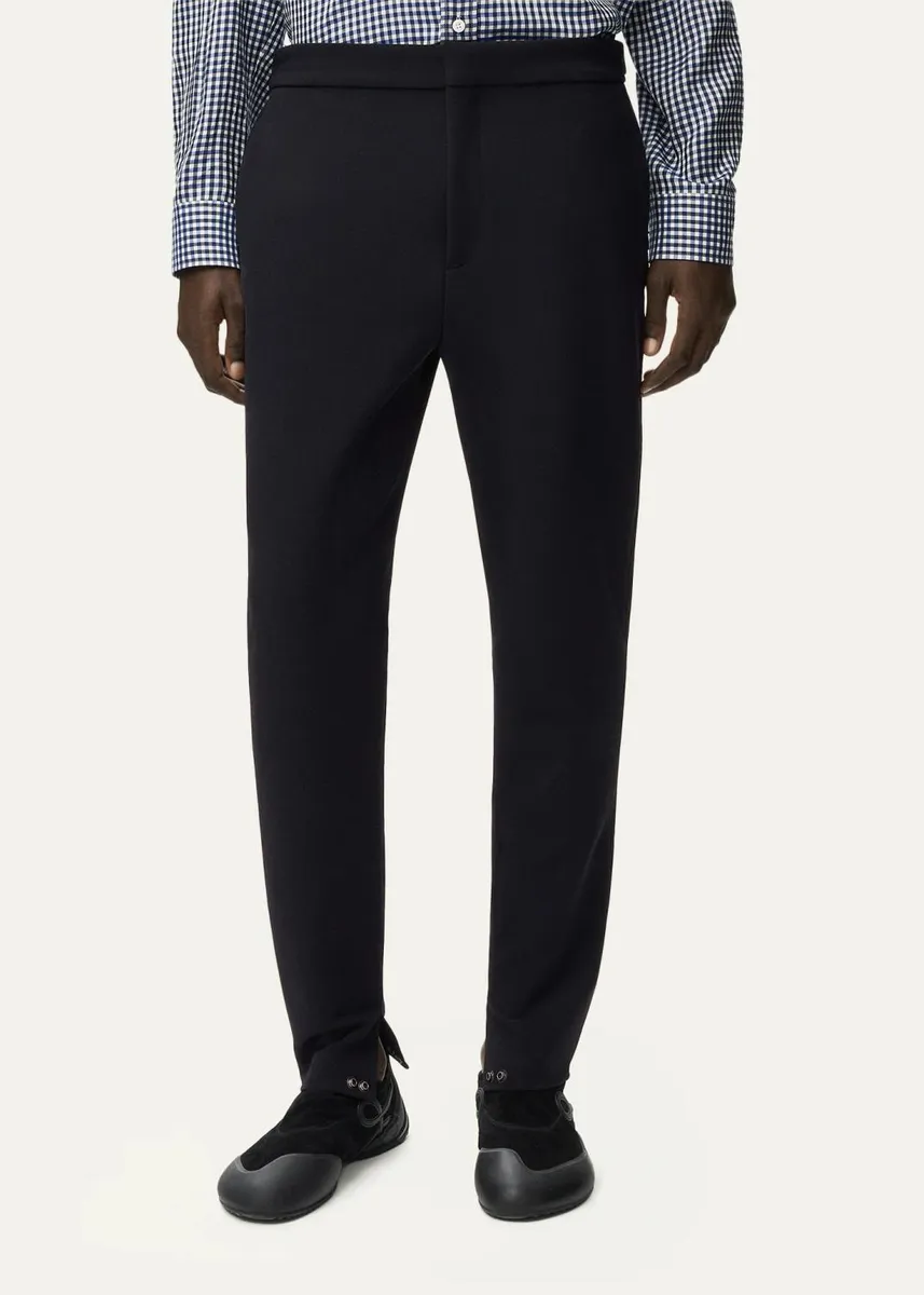 Loewe Men's Flat-Front Tapered Leg Trousers | Thumbnail 4 Loewe Men's Flat-Front Tapered Leg Trousers | Thumbnail 4