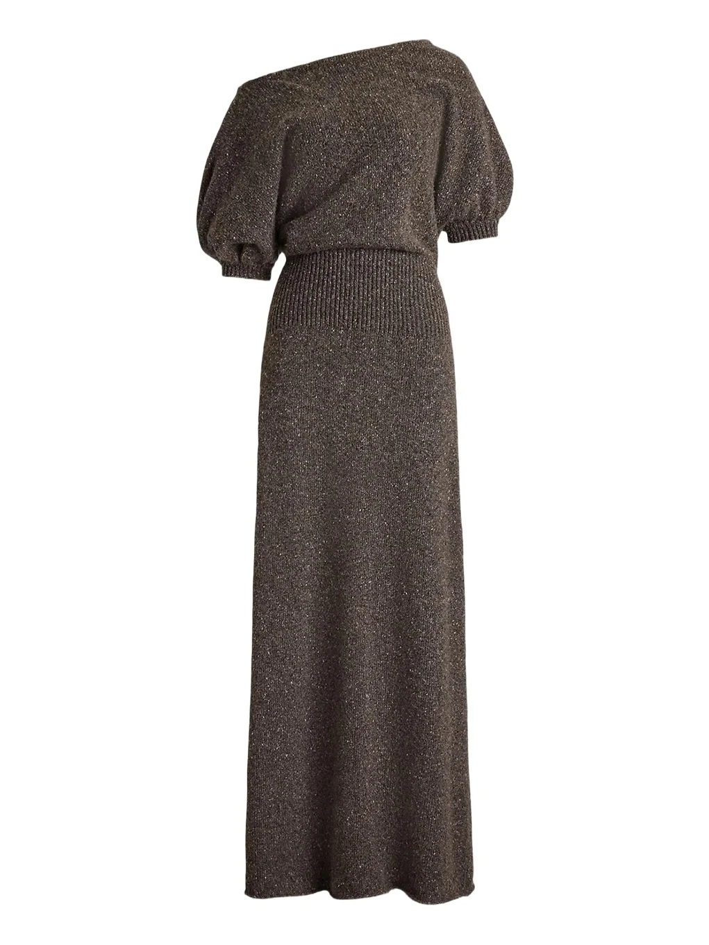 Ralph Lauren Collection Cecie Cashmere-Blend Donegal Off-The-Shoulder Maxi Day Dress