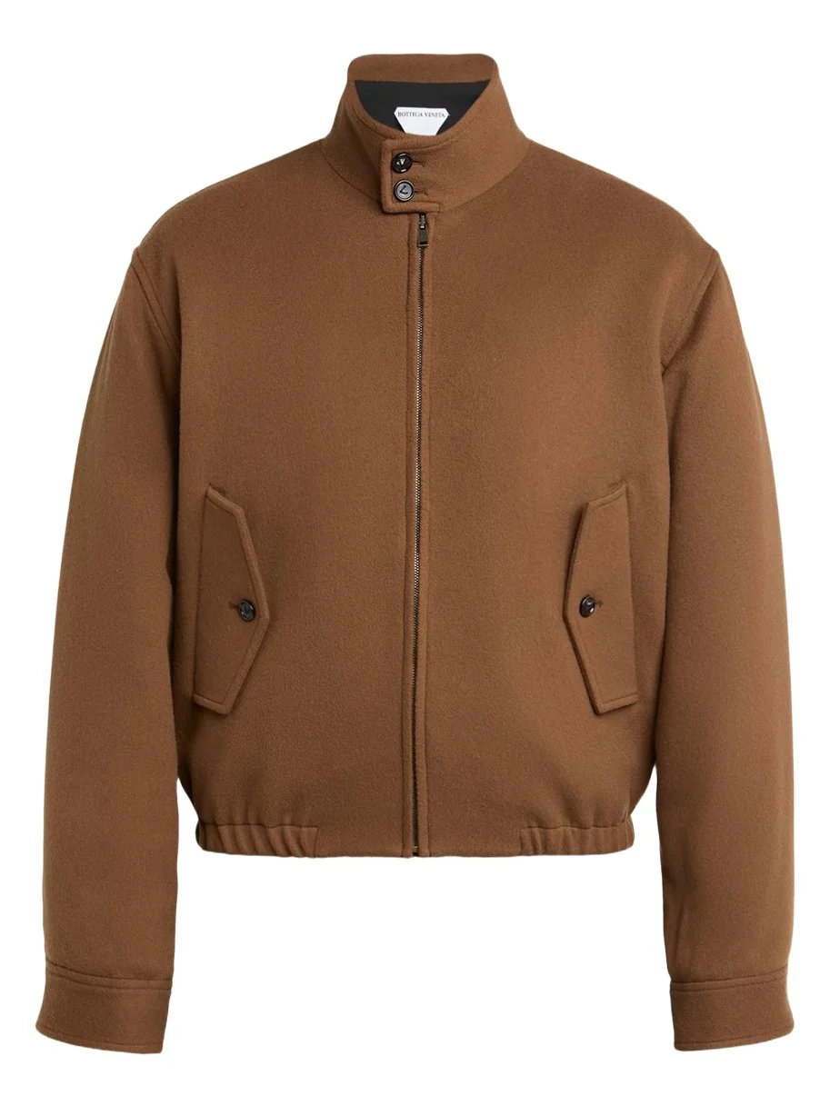 Bottega Veneta Men's Intrecciato-Cuffs Brushed Wool-Cashmere Blouson Jacket