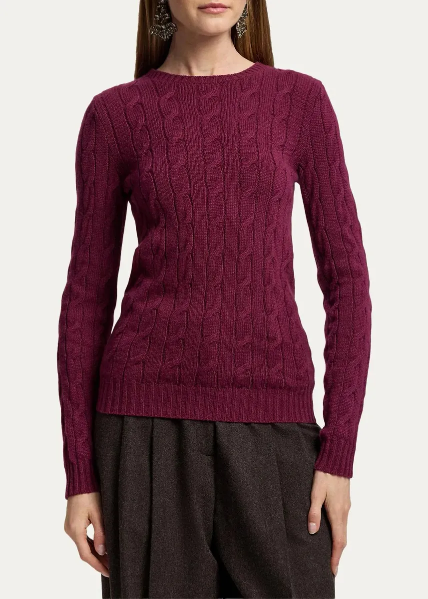Ralph Lauren Collection Cable-Knit Cashmere Crewneck Sweater | Thumbnail 4