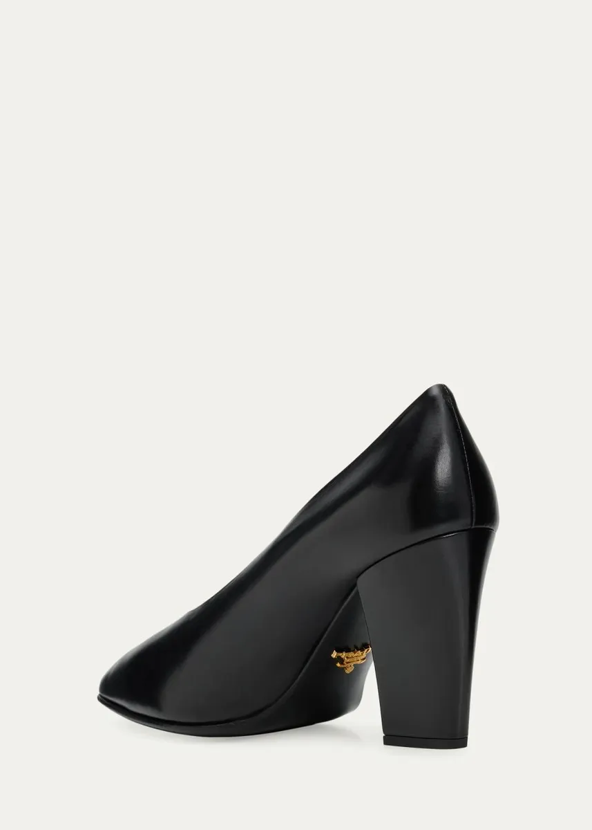 Prada 85mm Leather Block-Heel Pumps | Thumbnail 4 Prada 85mm Leather Block-Heel Pumps | Thumbnail 4