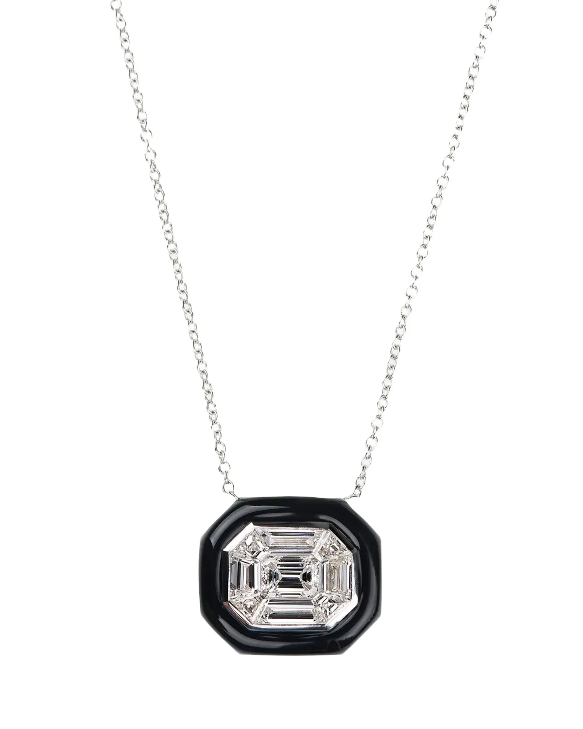 Nikos Koulis 18k White Gold Oui Diamond & Enamel Necklace