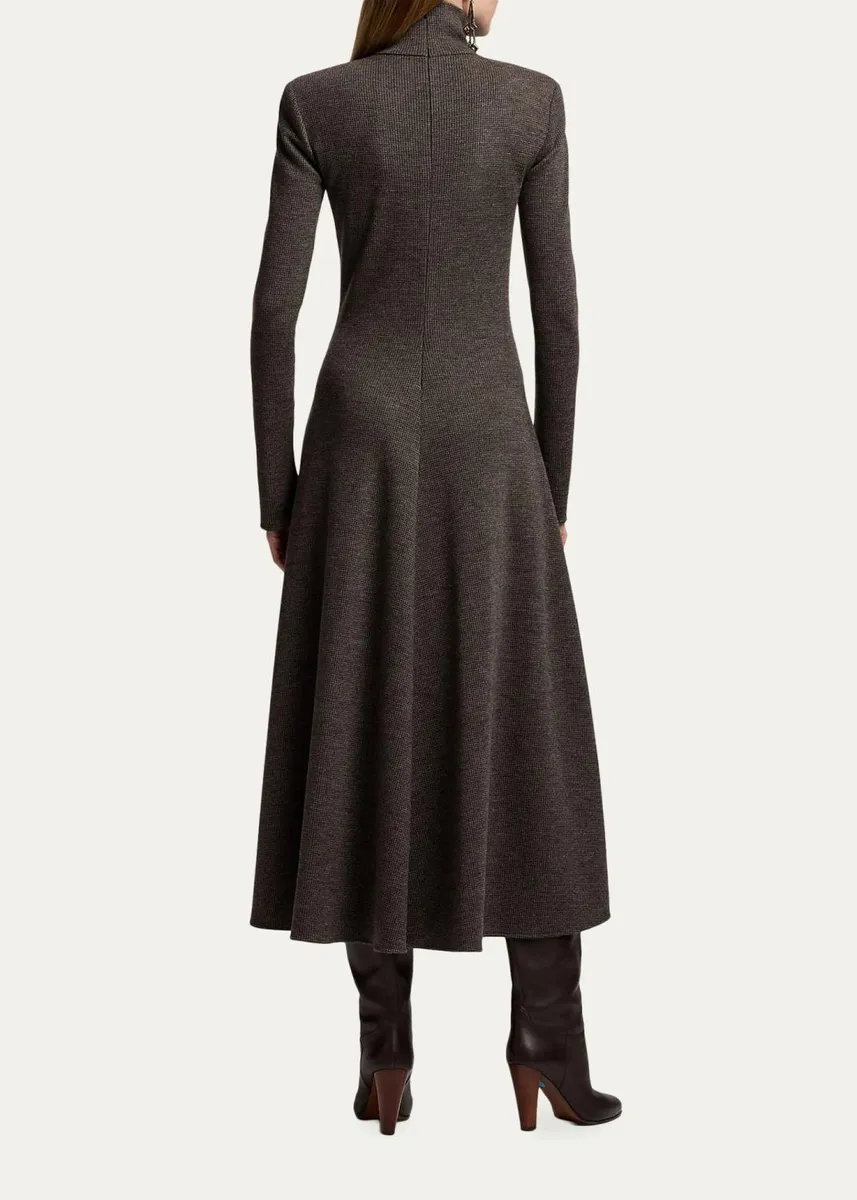 Ralph Lauren Collection Emmerson Turtleneck Tick-Weave Jersey Midi Day Dress | Thumbnail 3