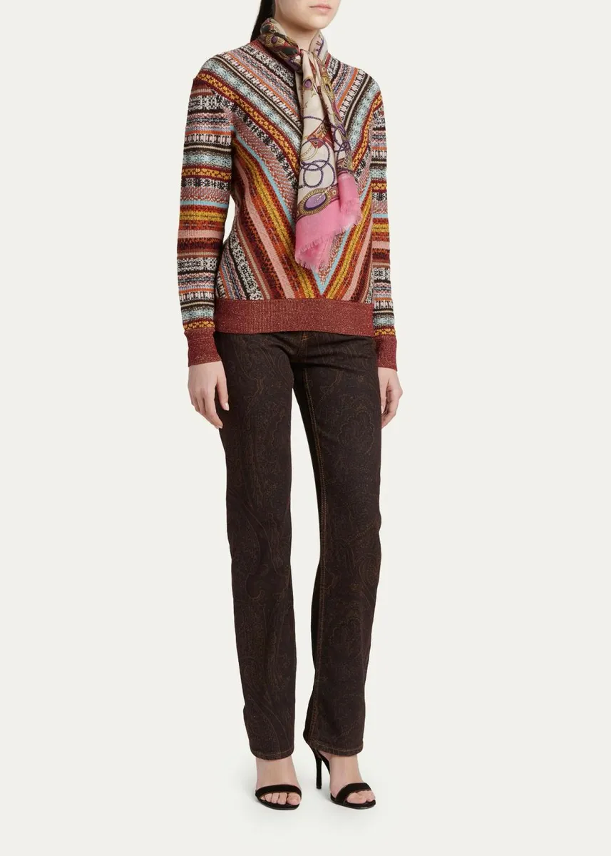 Etro Jewel Motif Wool and Cashmere Scarf | Thumbnail 2 Etro Jewel Motif Wool and Cashmere Scarf | Thumbnail 2