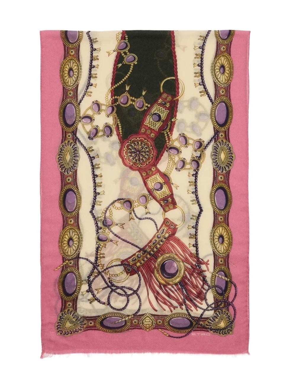 Etro Jewel Motif Wool and Cashmere Scarf