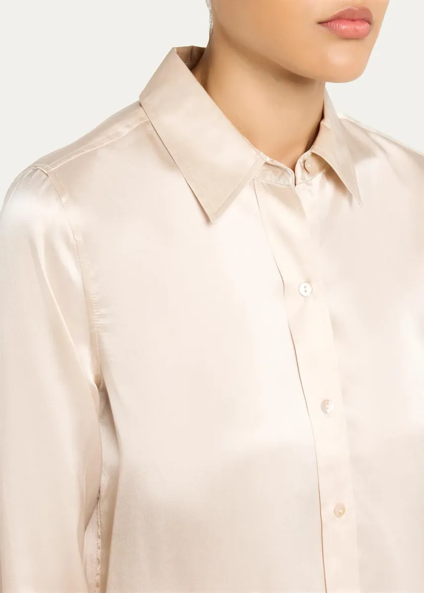 L'Agence Dani Silk Satin 3/4-Sleeve Button-Down Blouse | Thumbnail 5 L'Agence Dani Silk Satin 3/4-Sleeve Button-Down Blouse | Thumbnail 5
