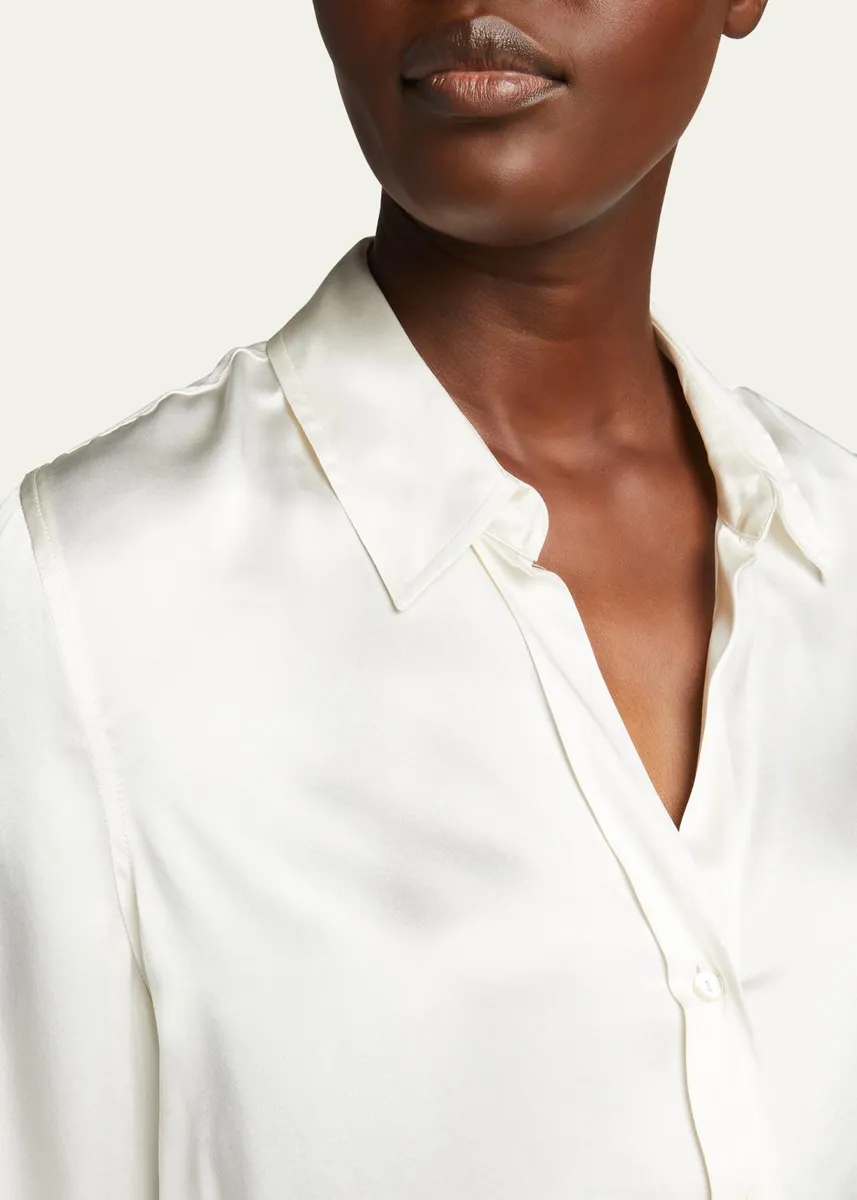 L'Agence Dani Silk Satin 3/4-Sleeve Button-Down Blouse | Thumbnail 9 L'Agence Dani Silk Satin 3/4-Sleeve Button-Down Blouse | Thumbnail 9