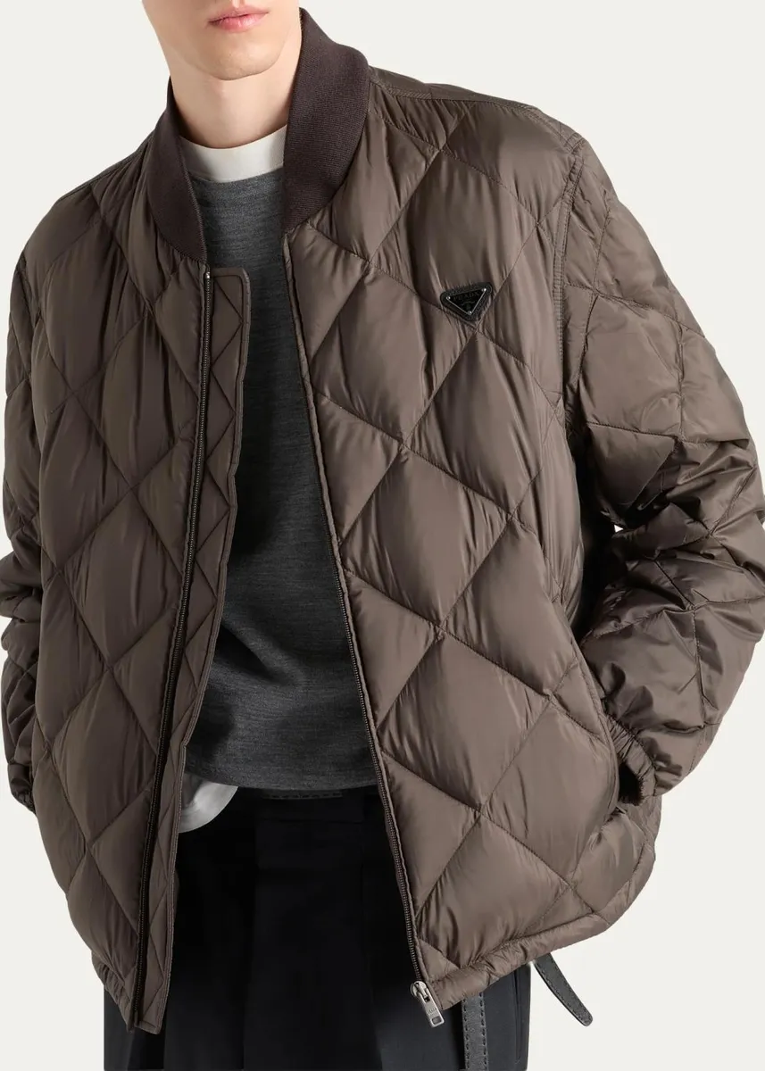 Prada Men's Quilted Bomber Jacket | Thumbnail 4