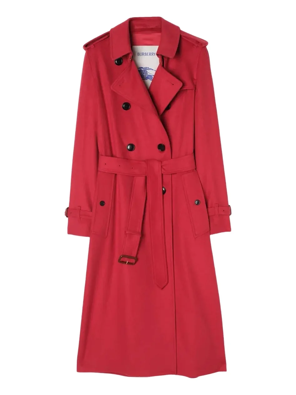 Kensington Belted Cashmere-Wool Double-Breasted Trench Coat Kensington Belted Cashmere-Wool Double-Breasted Trench Coat