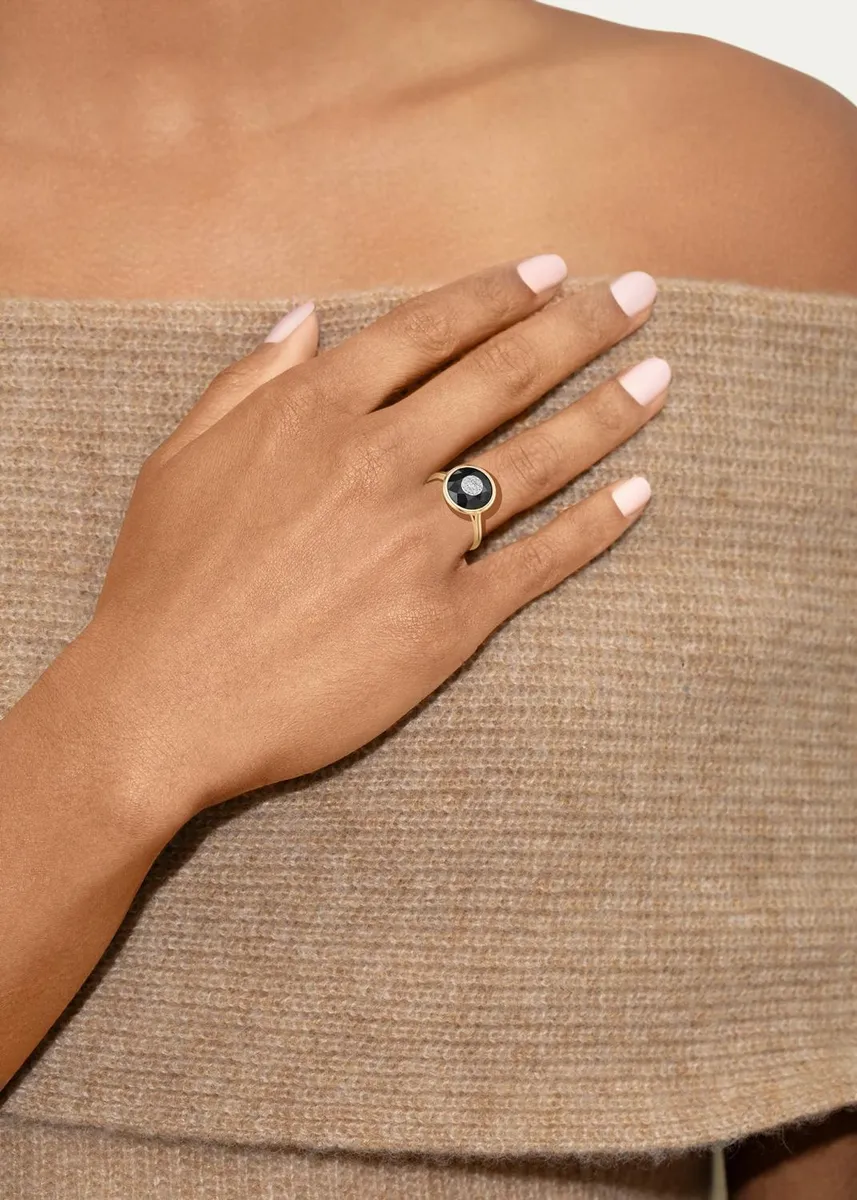 Bhansali One Collection 10mm Ring with Yellow Gold Bezel, Black Onyx | Thumbnail 2 Bhansali One Collection 10mm Ring with Yellow Gold Bezel, Black Onyx | Thumbnail 2