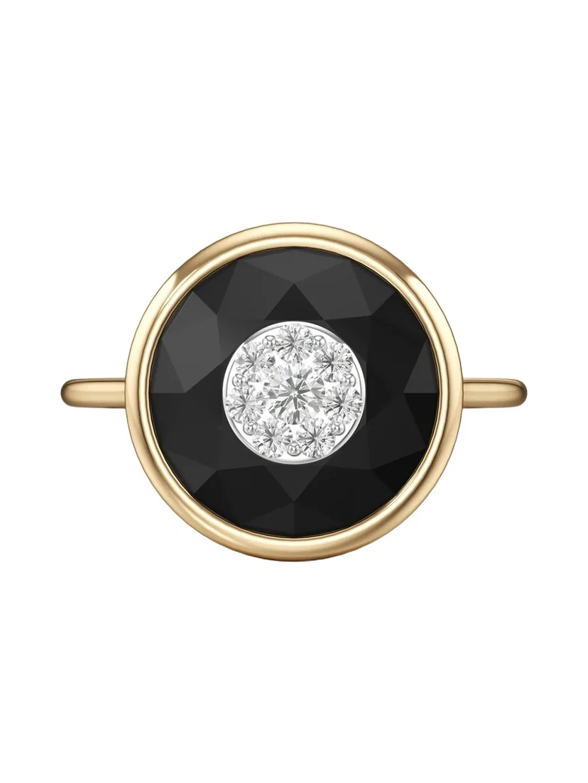 One Collection 10mm Ring with Yellow Gold Bezel, Black Onyx