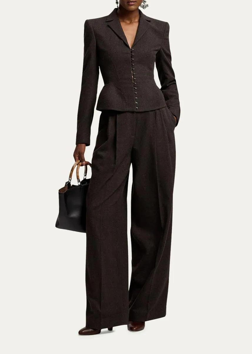 Ralph Lauren Collection Clarice Wool Herringbone Pants | Thumbnail 2 Ralph Lauren Collection Clarice Wool Herringbone Pants | Thumbnail 2
