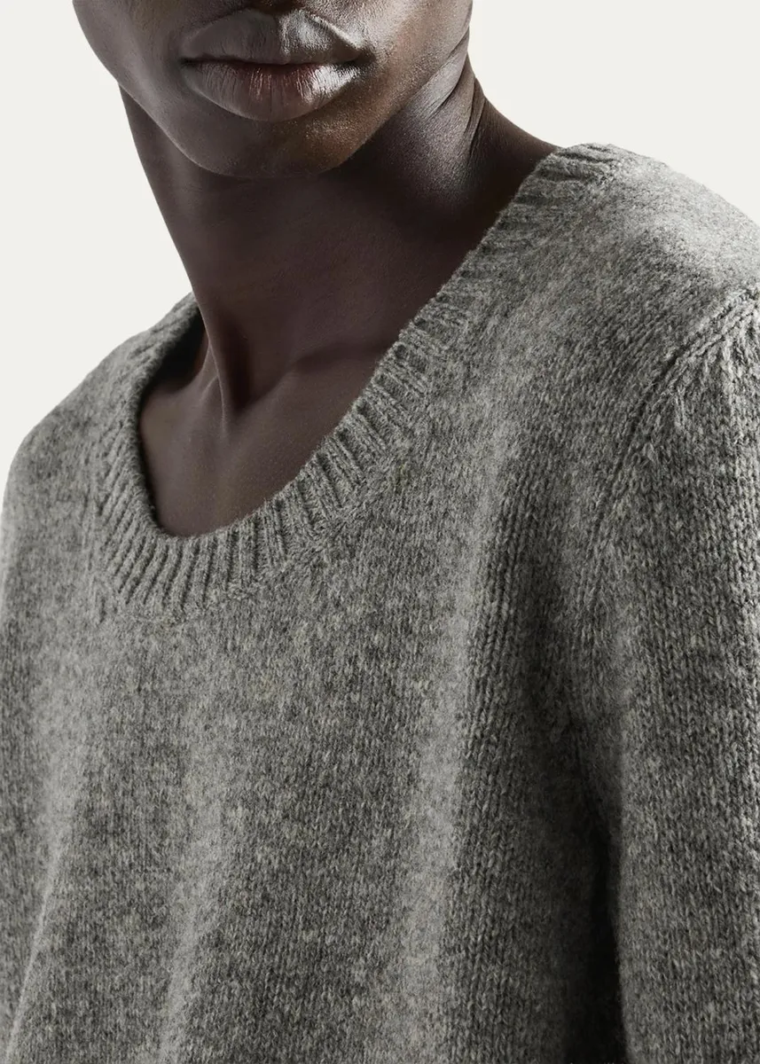 Prada Men's Layered-Cuff Wool Scoop-Neck Sweater | Thumbnail 5