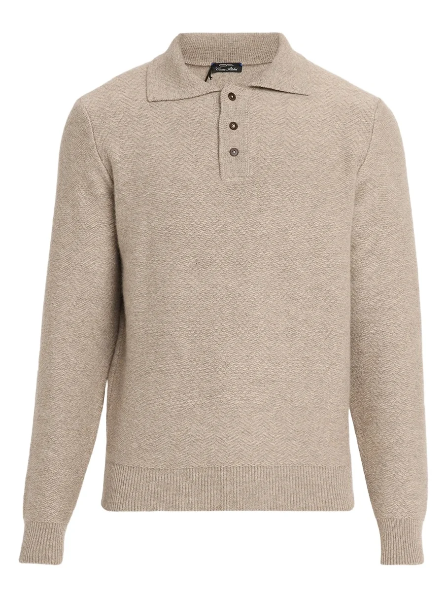 Cesare Attolini Men's Cashmere Herringbone Polo Sweater