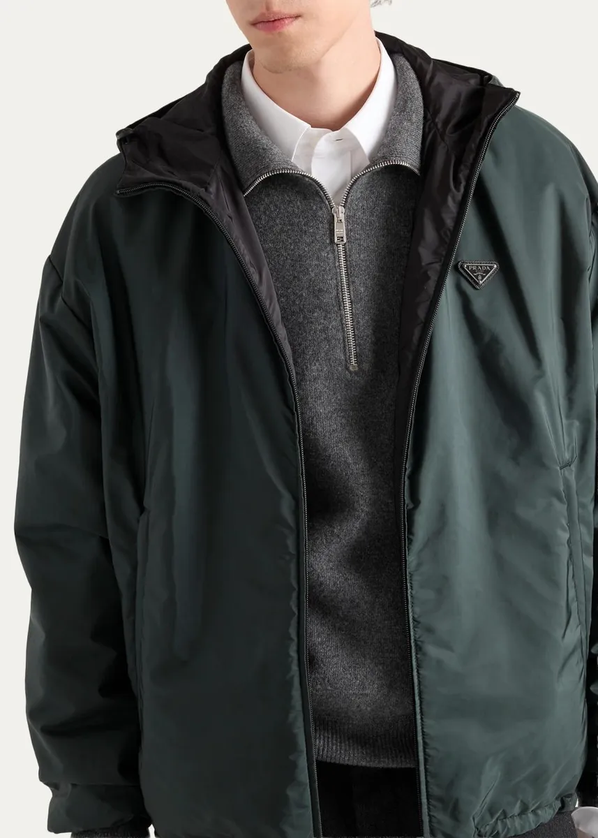 Prada Men's Re-Nylon Hooded Full-Zip Jacket | Thumbnail 4