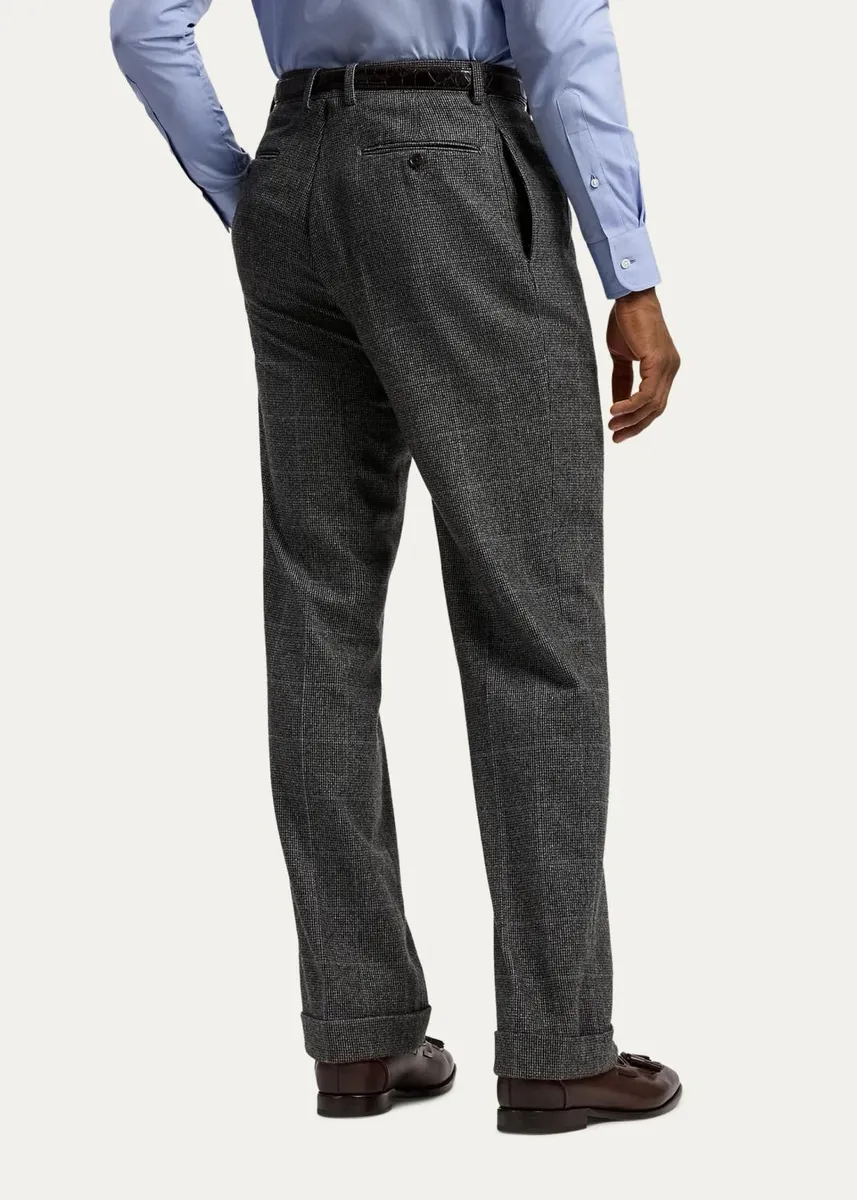 Ralph Lauren Purple Label Men's Glenn Hand-Tailored Tick-Weave Trousers | Thumbnail 3