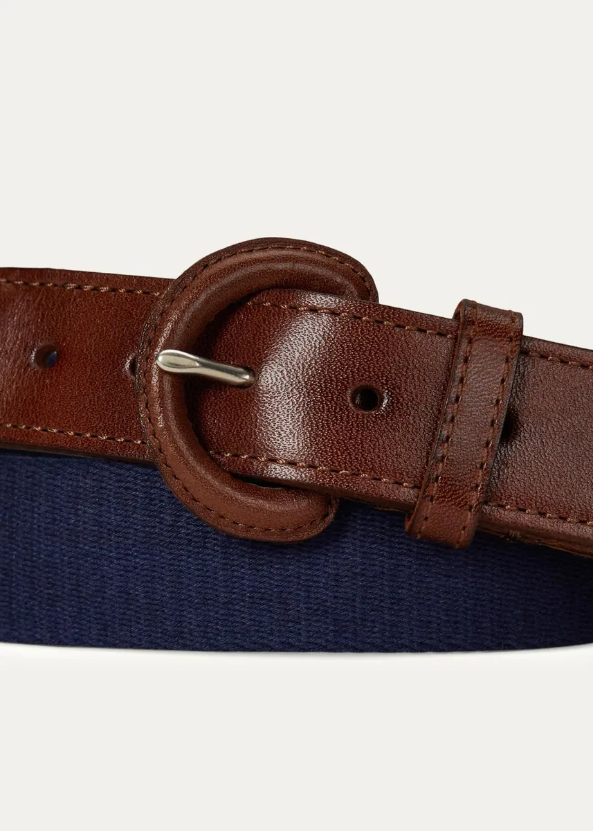 Polo Ralph Lauren Men's Webbed Cotton and Leather Belt | Thumbnail 2