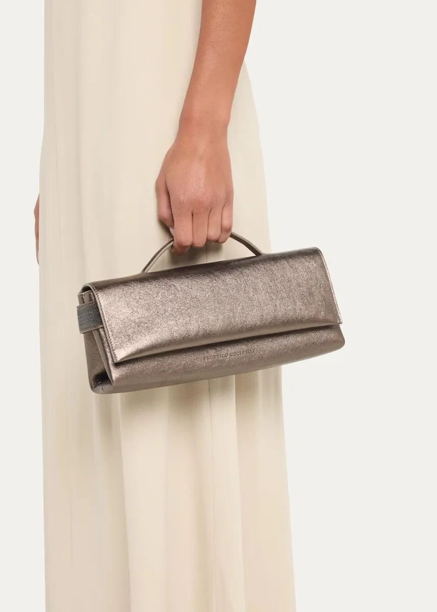Brunello Cucinelli Metallic Leather Top-Handle Bag | Thumbnail 2 Brunello Cucinelli Metallic Leather Top-Handle Bag | Thumbnail 2