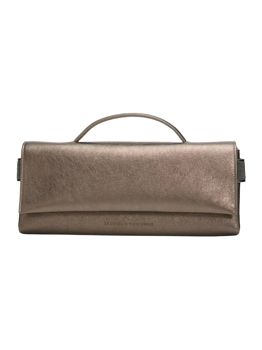 Metallic Leather Top-Handle Bag